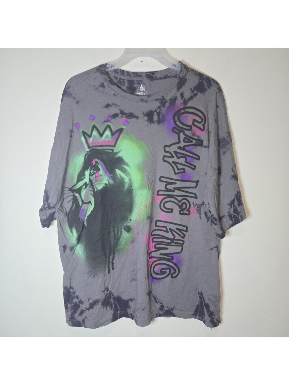 Disney Parks The Lion King Scar Call Me King Tie Dye T-Shirt Men's XL Grey Neon